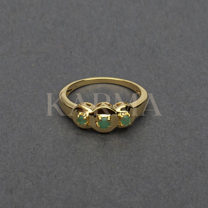 Gold Plated Sterling Silver Ring With Emerald Stone